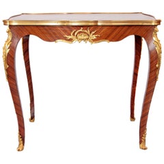 Antique  19th French Louis XV Kingwood and Gilt Bronze Side Table attributed to F Linke