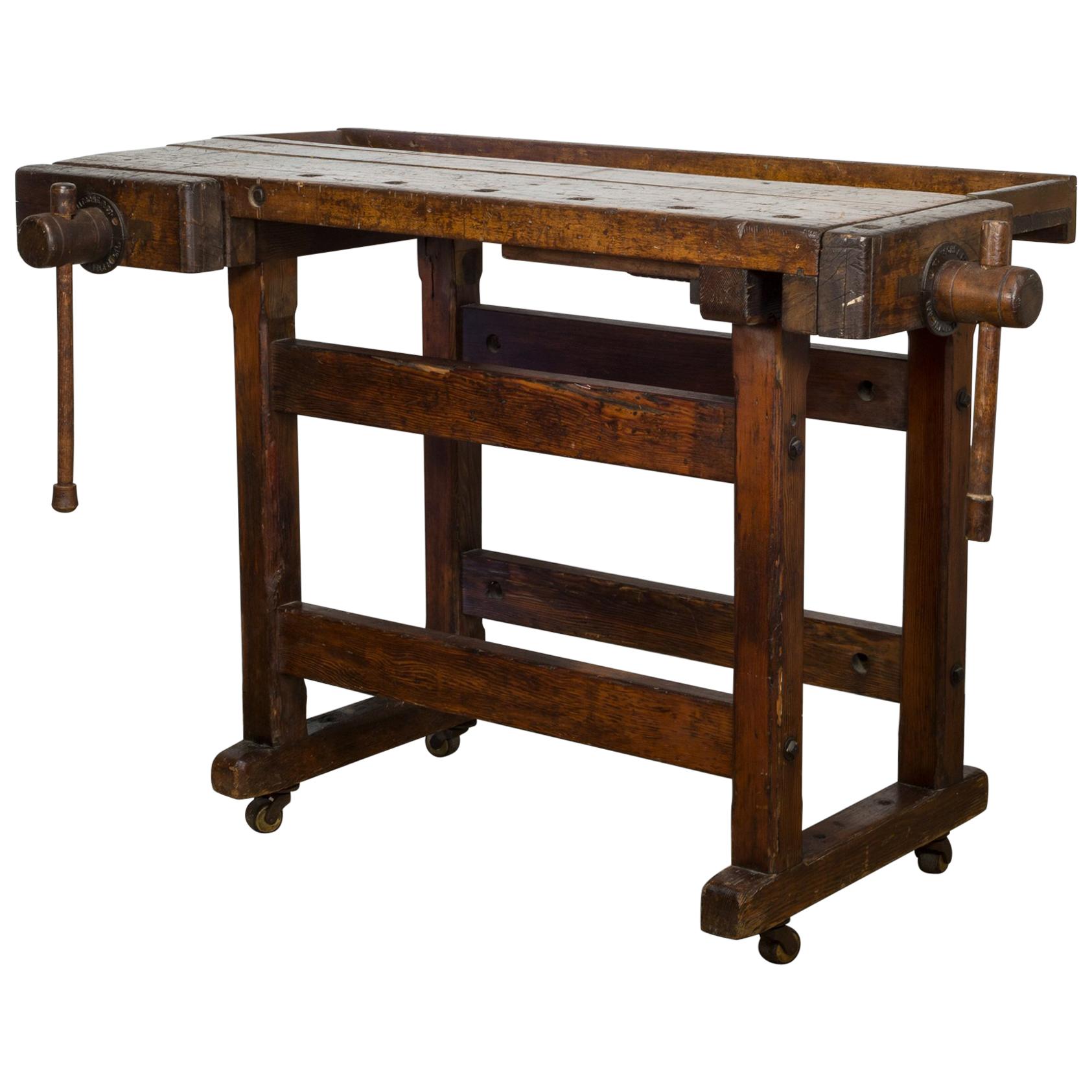 Black Walnut and Douglas Fir American Carpenter's Workbench, circa 1900