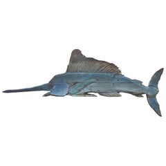 Lifesize Hand Carved Wall Sculpture of a Blue Marlin by Artist Davis Murphy 2018