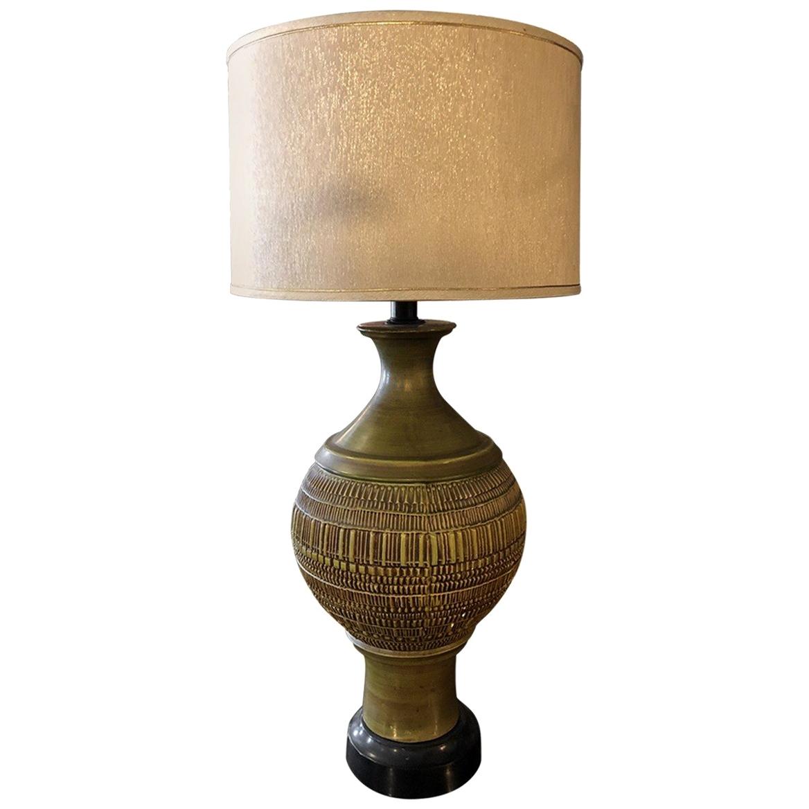 Modern Round Textured Table Lamp, Mid-20th Century For Sale