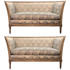 Pair of 19th Century Venetian Carved and Painted Settees