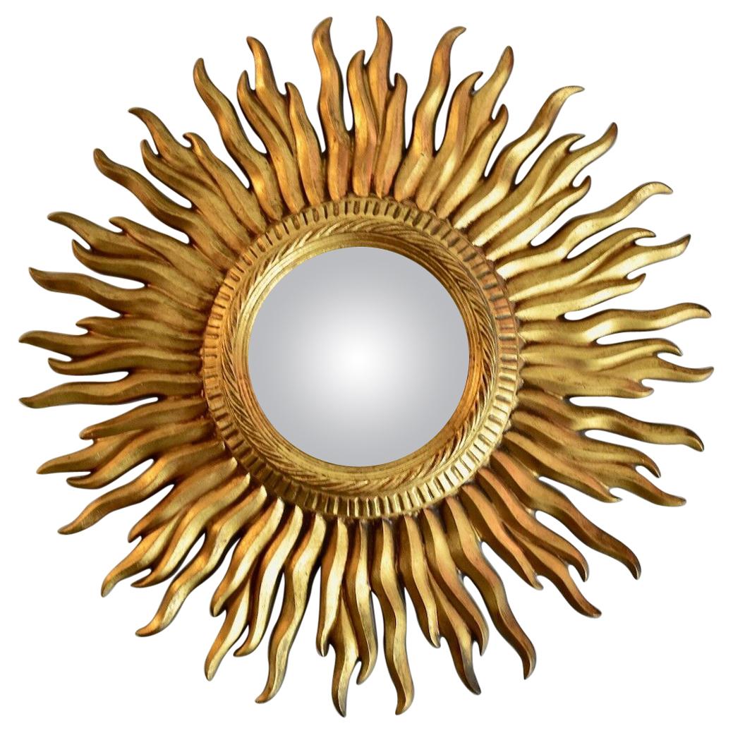 1960s French Midcentury Convex Sunburst Mirror