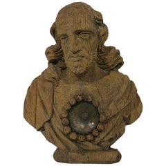 17th-18th Century Carved Oak Reliquary Bust, French