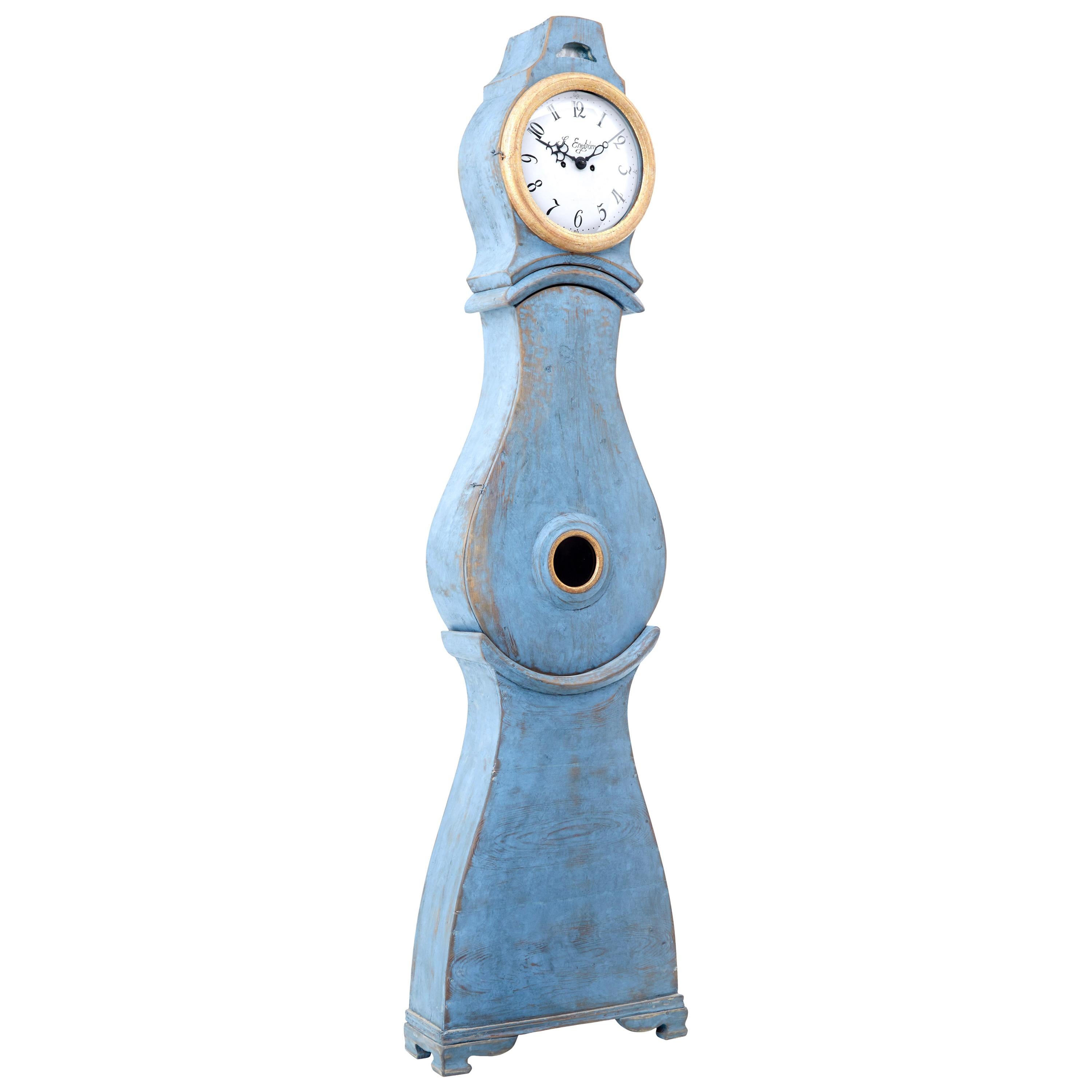 19th Century Swedish Painted Mora Longcase Clock