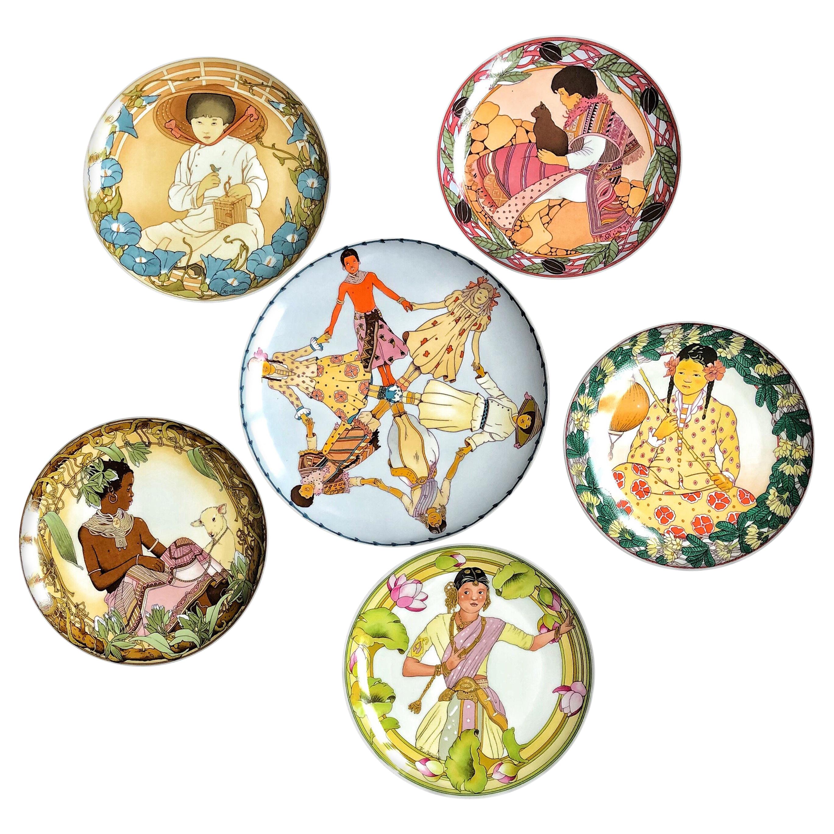 6 Plates “Children of the World” Villeroy & Boch 1979 for Unicef, Germany SALE 