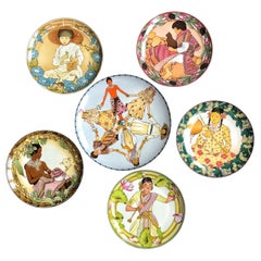 6 assiettes Children of the World Villeroy & Boch 1979 pour Unicef, Allemagne VENTE