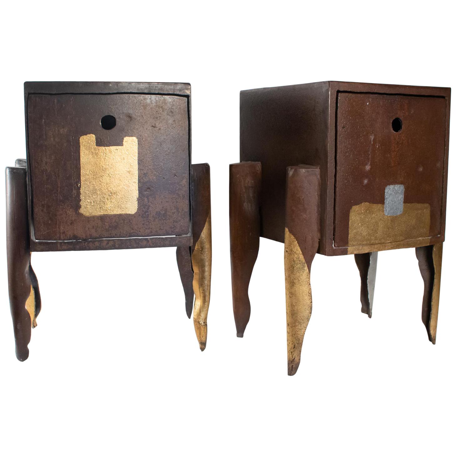 Pair of Table Bedside Artist Jean-Jacques Argueyrolles, 20th Century