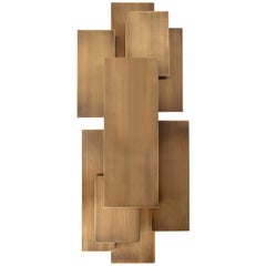 Contemporary Handcrafted Wall Lamp "Parnes" in Brass Layers, 1stdibs New York