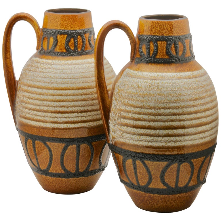 Large Pair of Vintage Floor Vases, Fat Lava Decor, by Scheurich ...