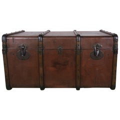 19th Century French Leather Blanket Chest