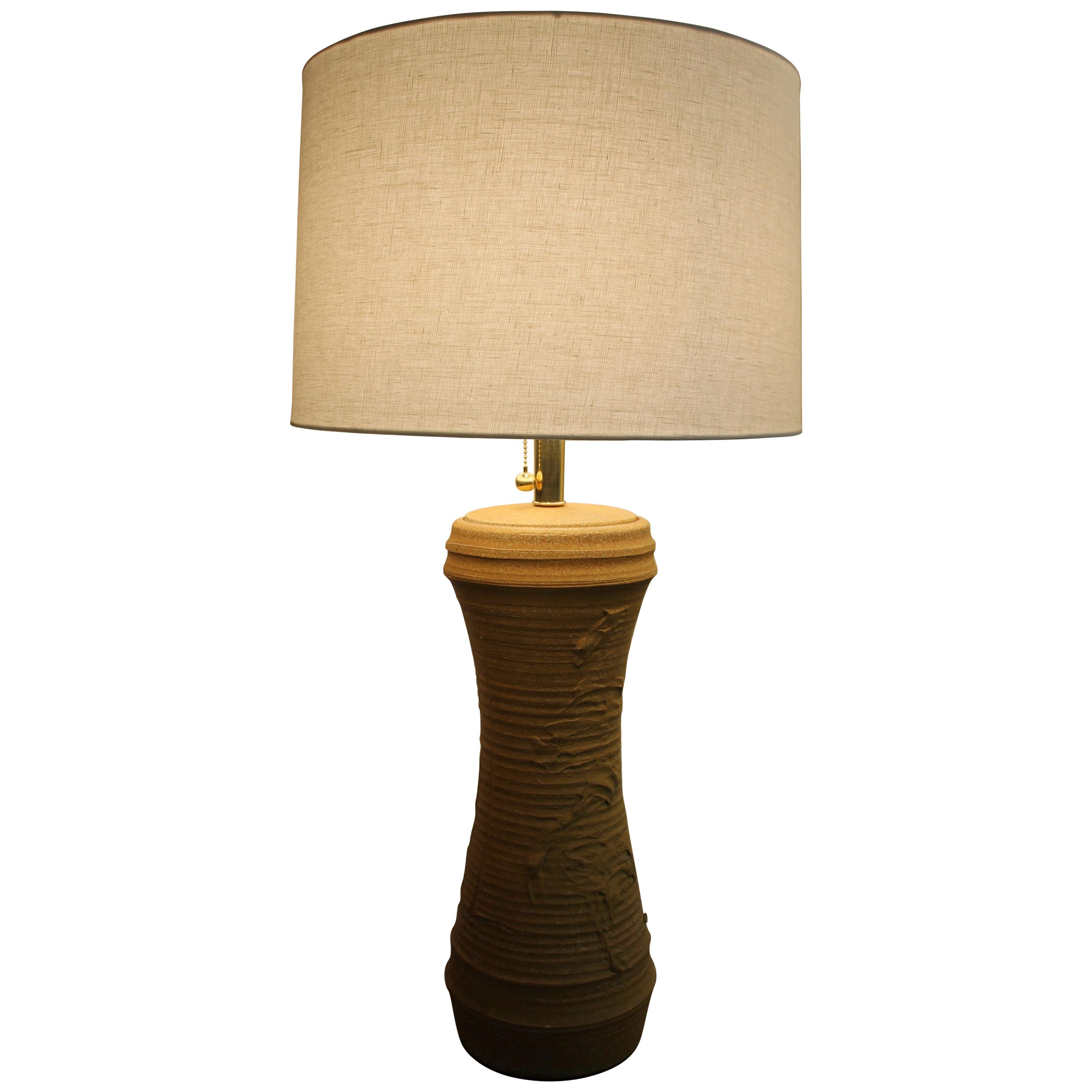 Lampe en grès de Bob Kinzie pour la société artisanale affiliate Craftsmen Lamp Company 