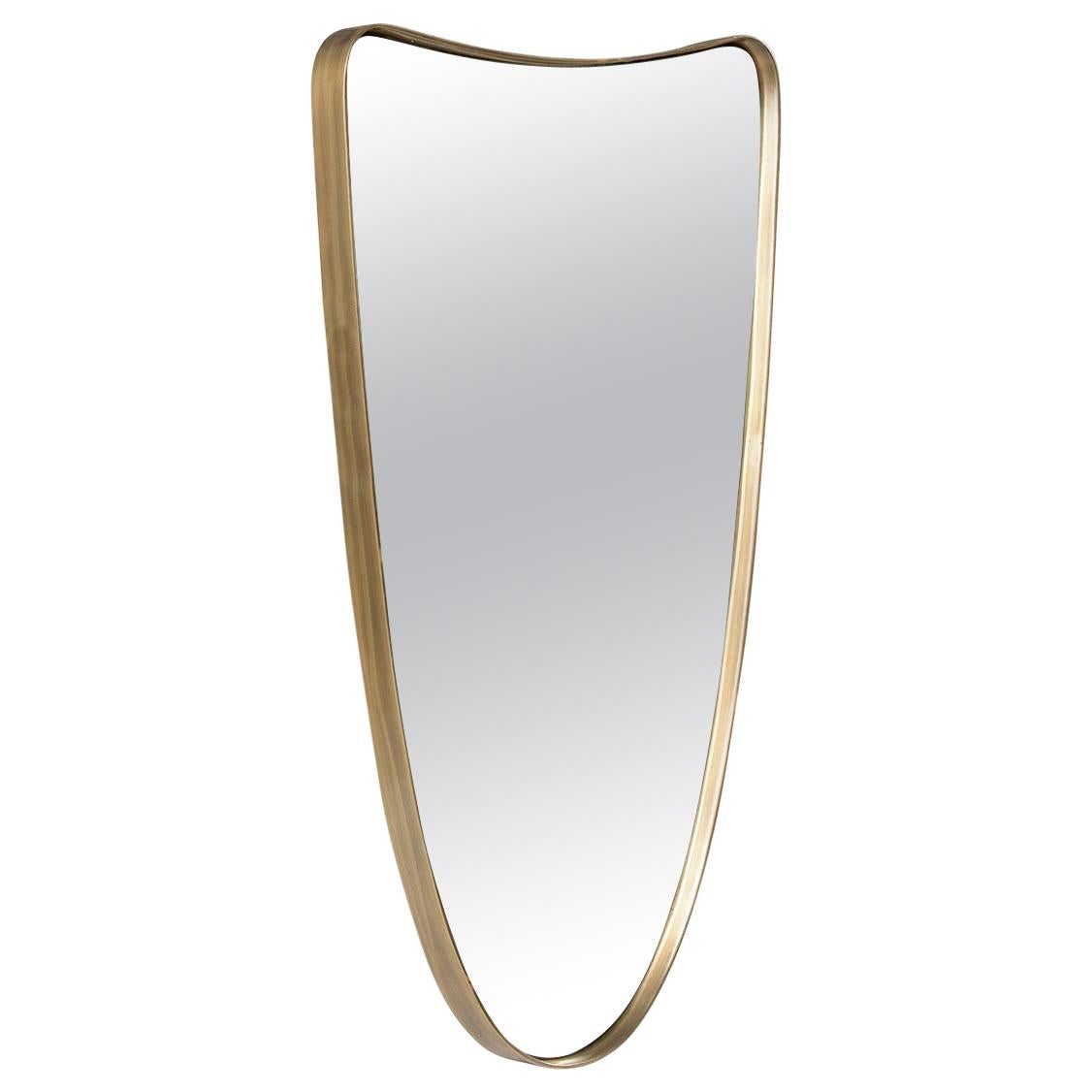 Italian 1950s Design Style Brass Mirror
