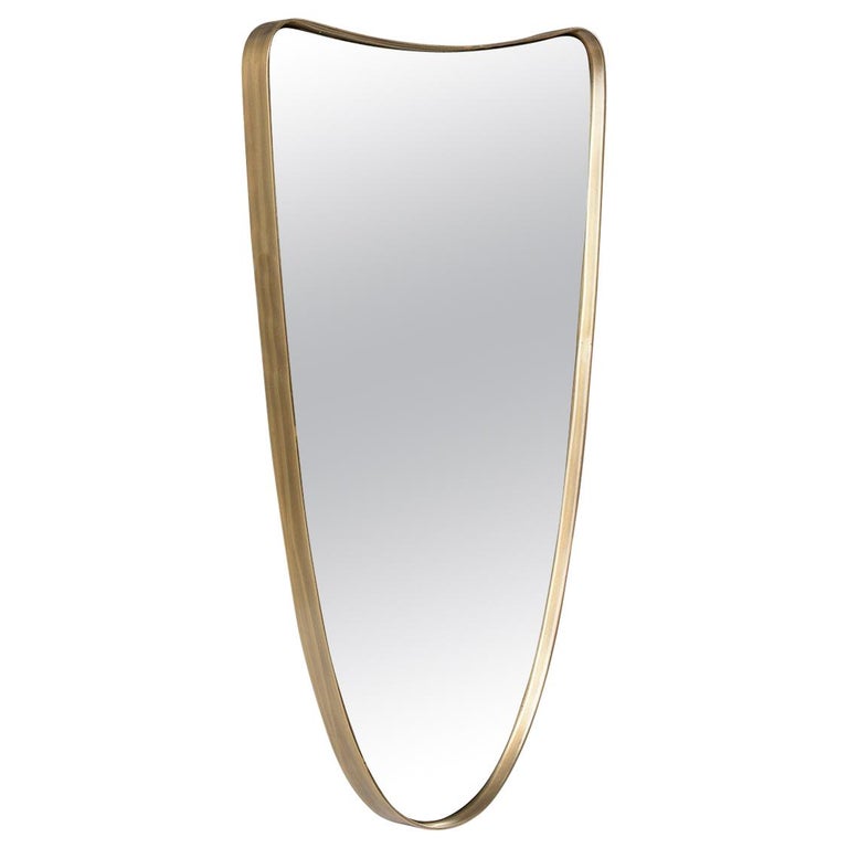 Italian 1950s Design Style Brass Mirror For Sale