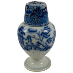Early Pearlware Blue & White Transferware Canton Pattern Pepper Pot, circa 1840
