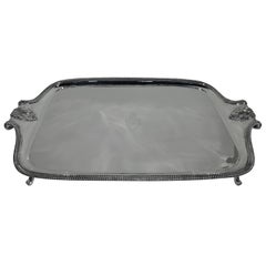 Large and Smart English Classical Sterling Silver Footed Tray