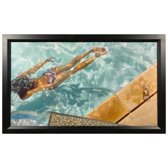 Giclee on Canvas by Listed Artist Carrie Graber "Cool" 1/25 Swimming Pool