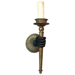 Remarquable style Maison Baguès en bronze massif. Applique / Lampe torche en laiton