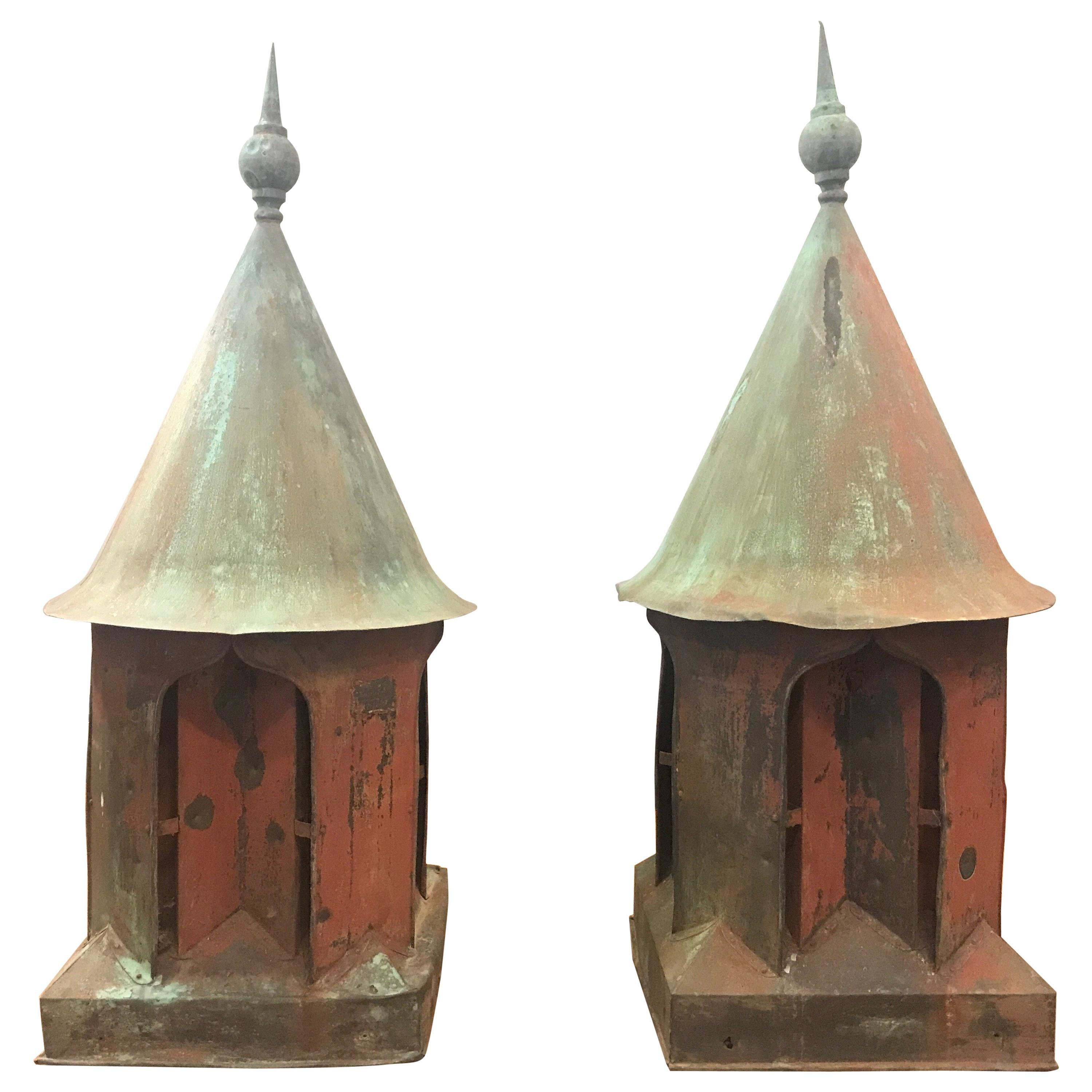 Large Pair of Antique English Copper Cupolas, circa 1850-1860