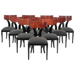 Sensational Set of 10 Pietro Constantini for Ello Klismos Dining Chairs