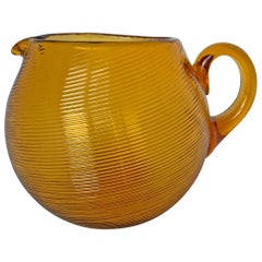 Retro Mid-20th Century American Amber Glass Pitcher