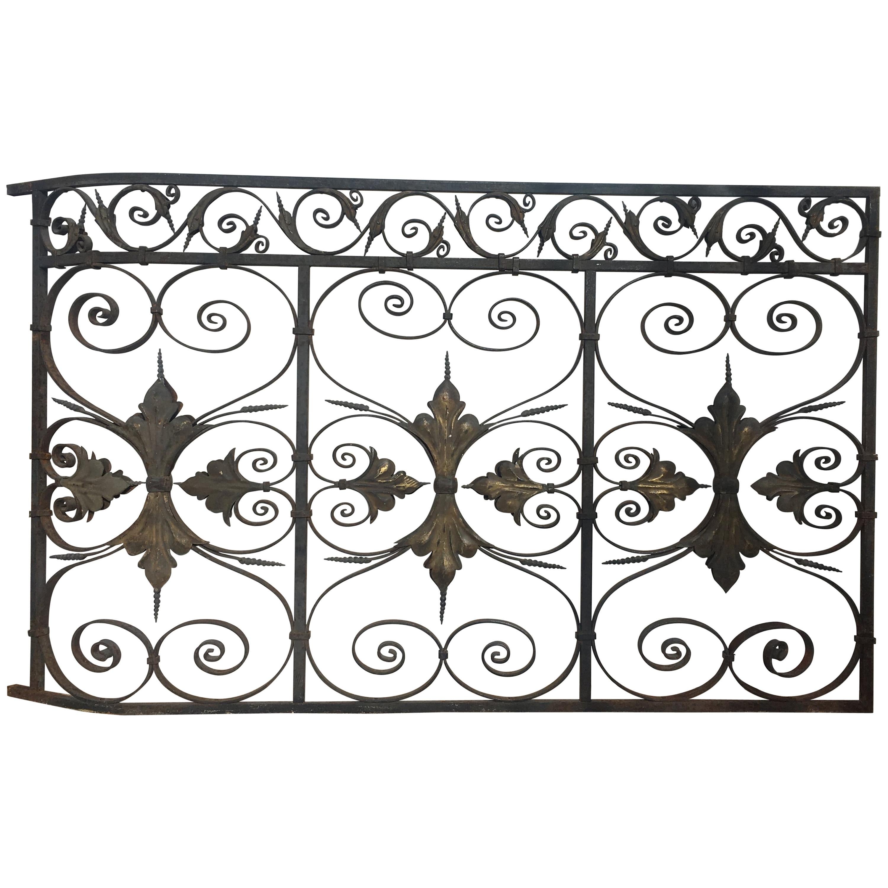 19th Century Wrought Iron Grilles or Balcony Railing Victor Horta Style