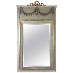 Antique Late 19th Century Gilded Trumeau Mirror, French