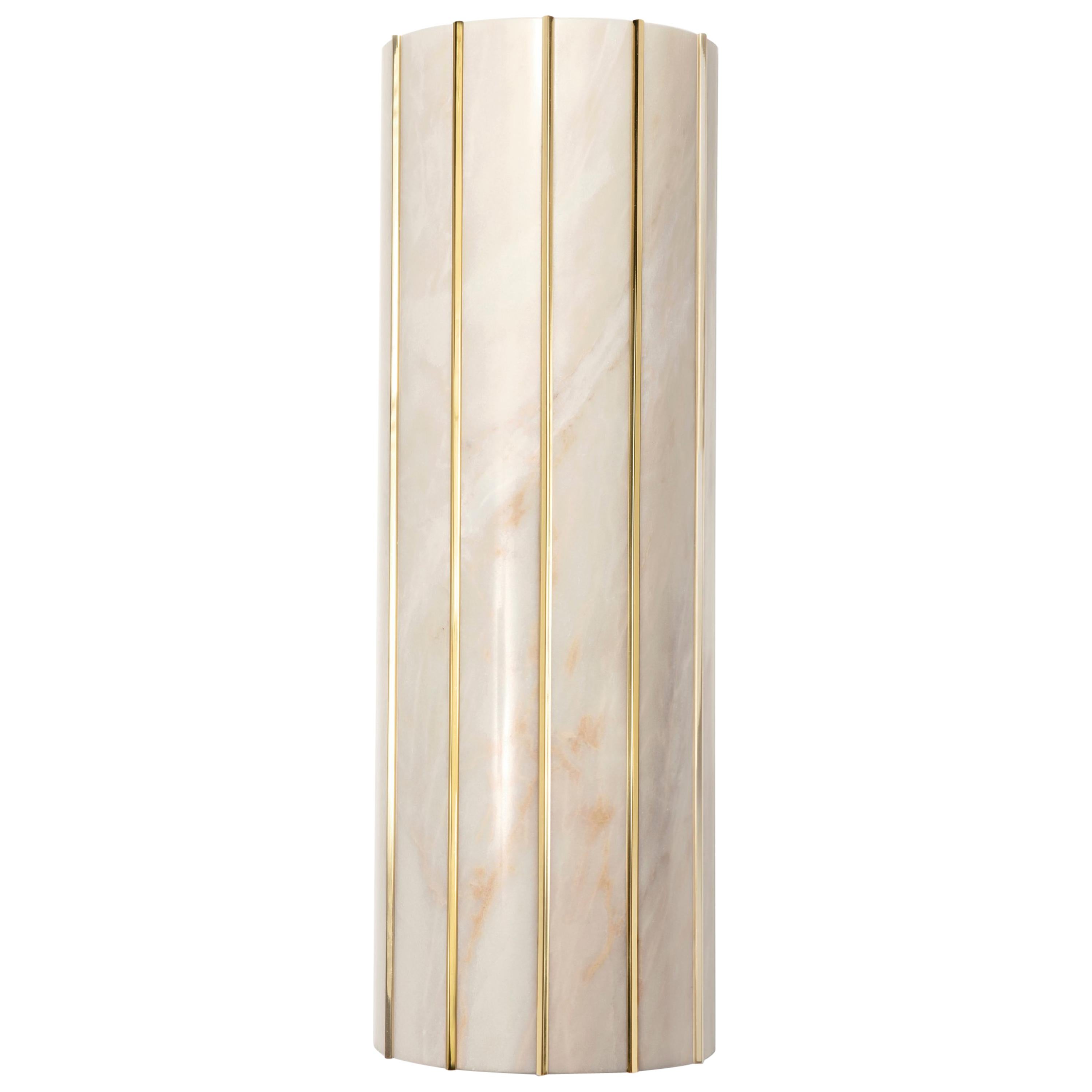 Estremoz Marble and Polished Brass Wall Sconce Lamp