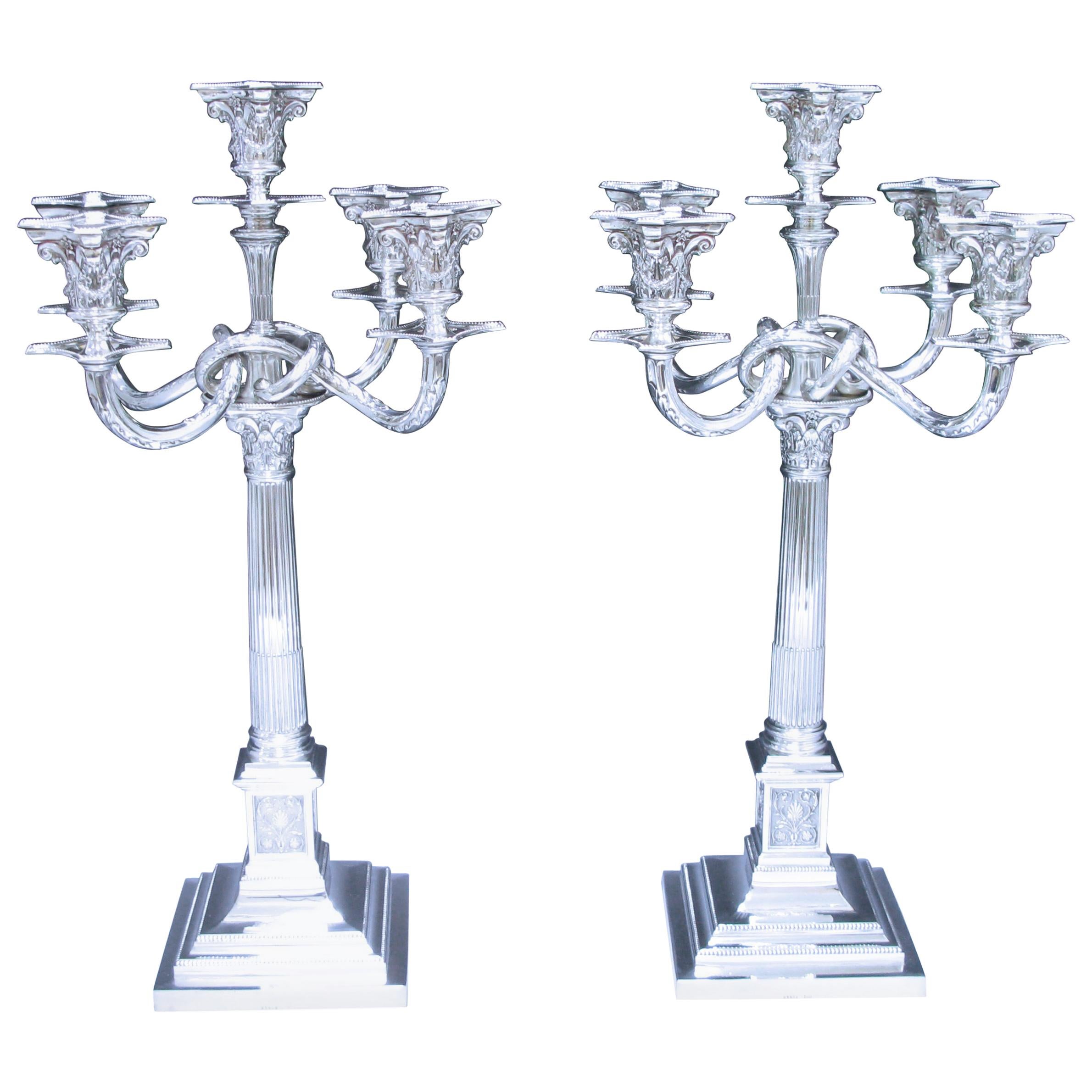 Pair of German Silver Five-Light Candelabra by Koch & Bergfeld For Sale
