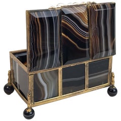 19th Century Three-Section Specimen Agate and Ormolu Box