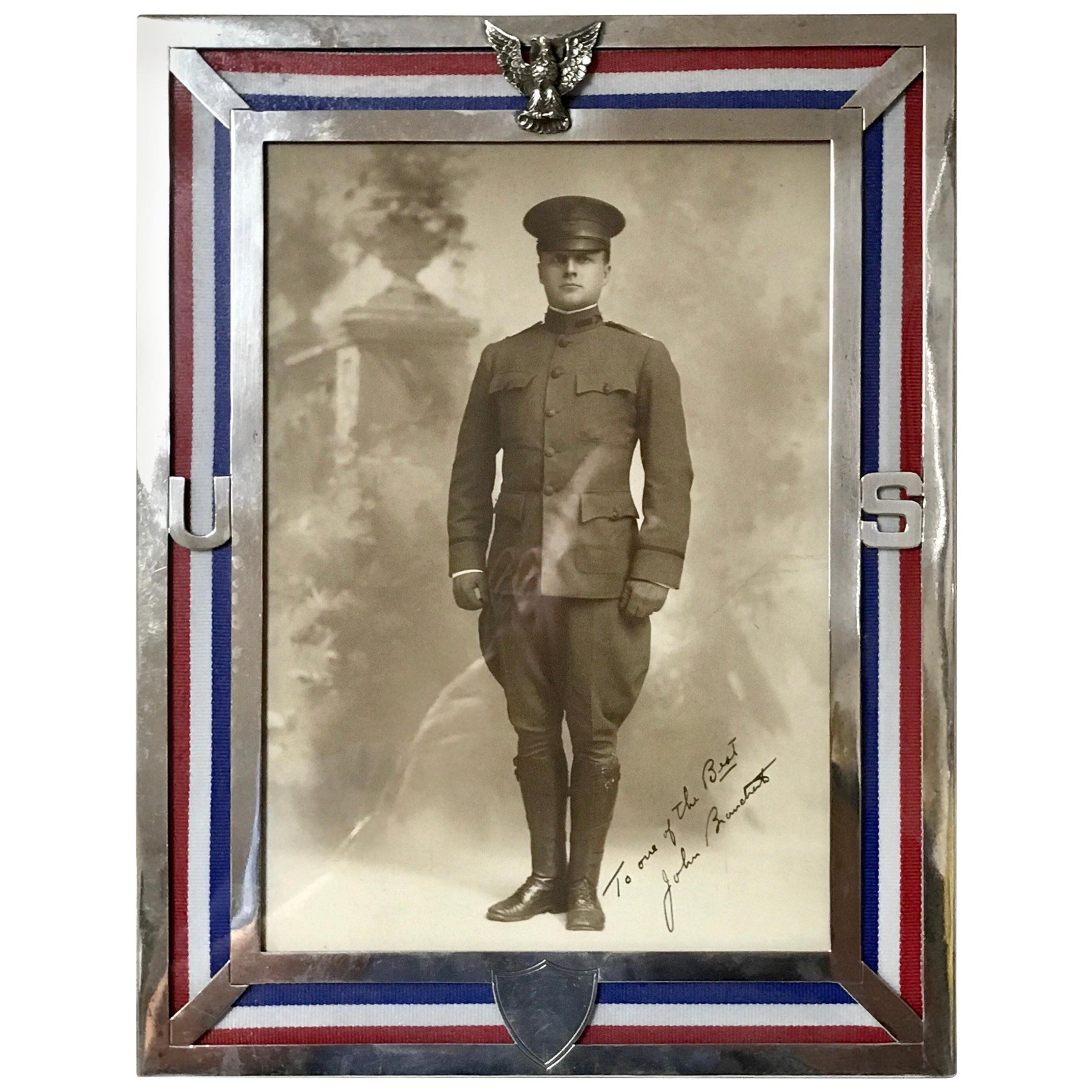 US Military Sterling Eagle Motif Frame, WWI Era, by Theodore B. Starr