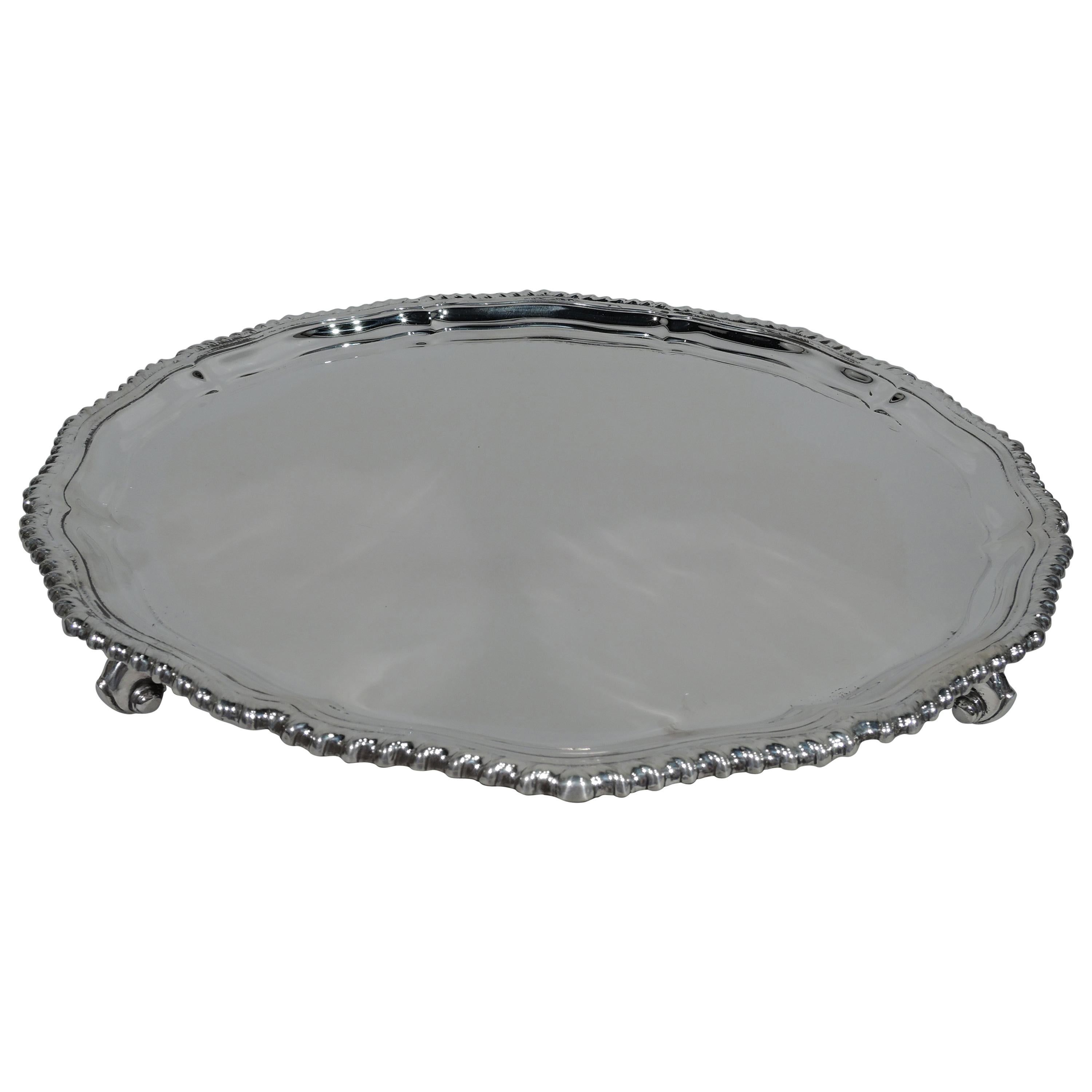 Traditional English Georgian Style Sterling Silver Salver Tray