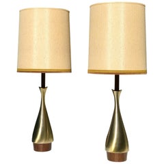 Pair of Fluted Genie Brass Tables Lamps by Laurel Lamp Co.