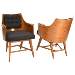 1stdibs Antiques Vintage And Mid Century Modern Furniture Jewelry Edward Wormley For Dunbar Set Of Four Rare Sculpted Back Dining Chairs 1960s