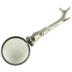 Vintage French Maria Pergay Silver Plate Magnifying Glass Desk Accessory