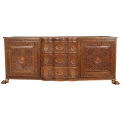 Antique Asian Finely Hand Carved Sideboard from Java, Indonesia