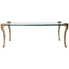 Glass and Bronze Coffee Table Attributed to P.E. Guerin