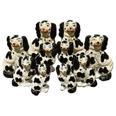 Set of 6 Pairs of Graduated Staffordshire Spaniels, circa 1850