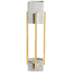 Carrara Marble and Polished Brasswall Sconce Lamp Handcrafted