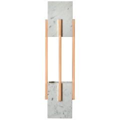 Carrara Marble and Polished Copper Wall Sconce Lamp Handcrafted