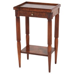 French Walnut Art Deco Side Table with Drawer, 1930s