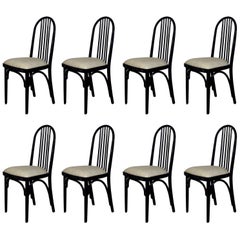 Antique Set of Eight Art Nouveau Chairs Model 639 by Thonet, Cotton - Czechoslovakia