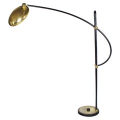 1970s Huge Standing Lamp "Arco", Three Systems, Steel, Brass, Spain, Barcelona