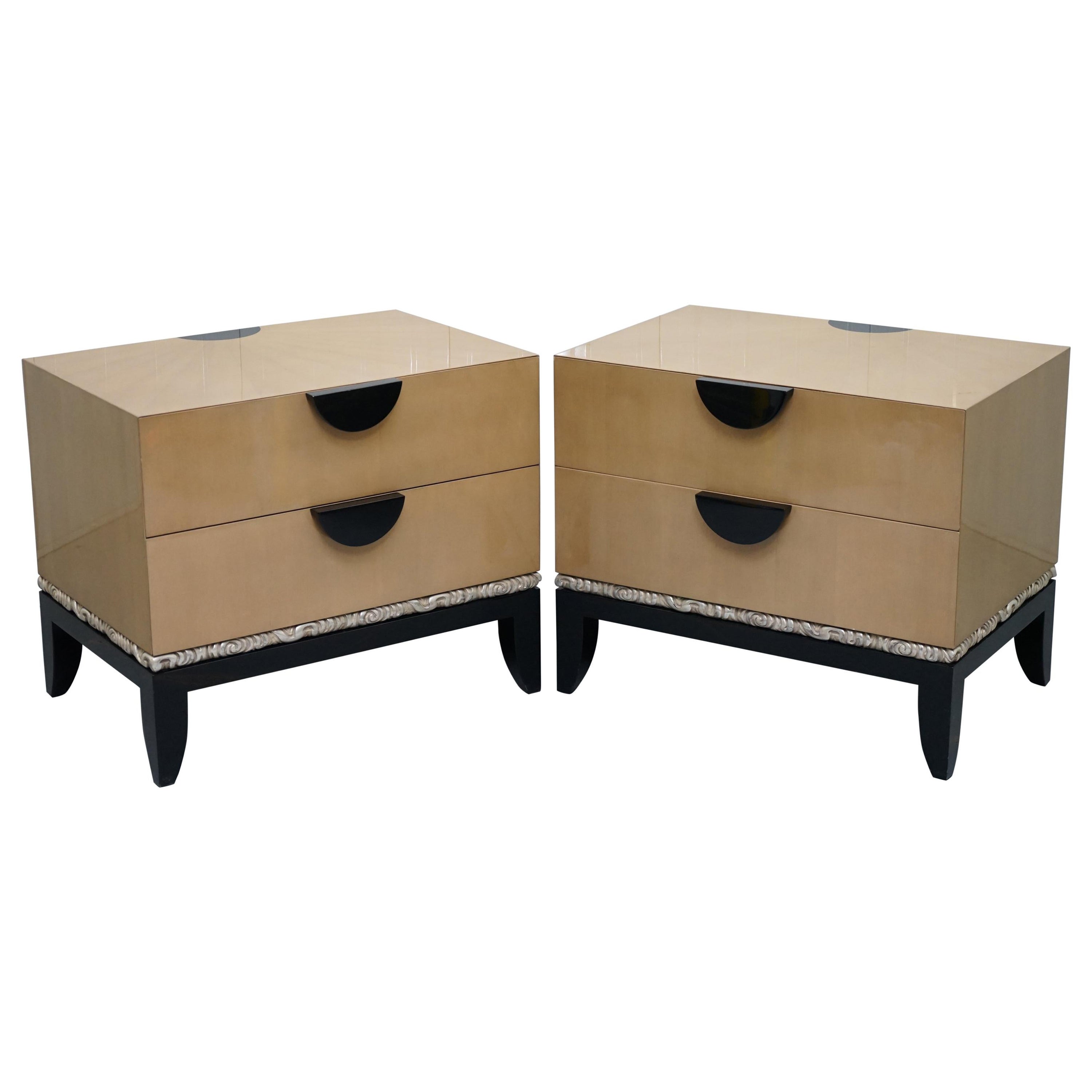 Pair of J Robert Scott Cloud Chests of Drawers 14-Carat Gold Leaf Glaze For Sale