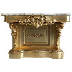 Antique Gilt Baroque Console Table with Marble Top