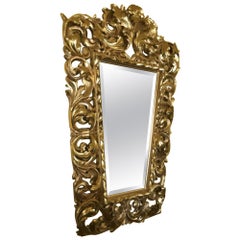 Gilt Antique Mirror with Floral Acanthus Carvings
