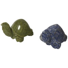 Paar schöne geschnitzte Skulpturen aus Lapis und Jade