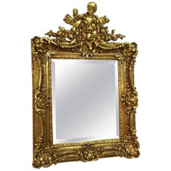 Original Florentine Mirror Gilt Frame with a Boy Figure Crowning
