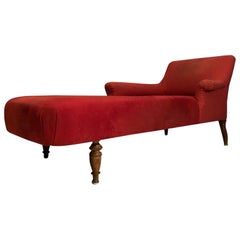 Original Antique German Sofa Recamier with Red Velvet Upholstery
