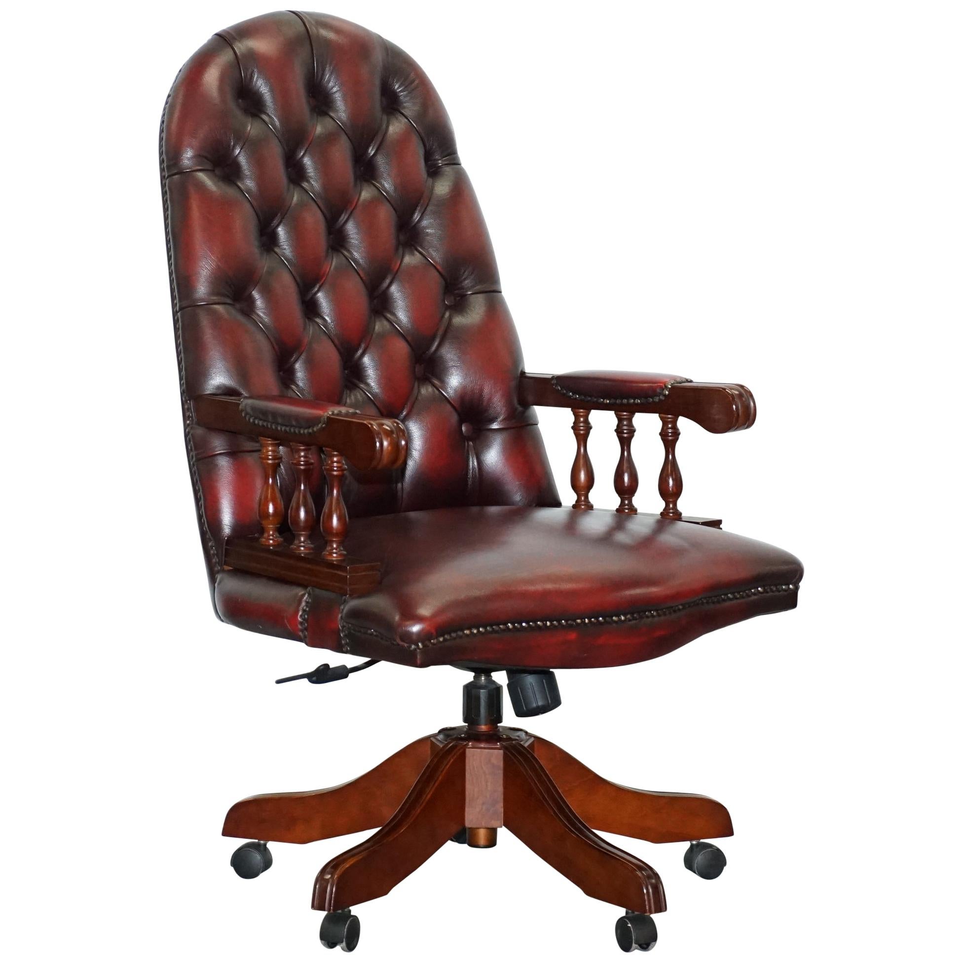 Lovely High Back Chesterfield Directors Oxblood Leather Captains Office Chair