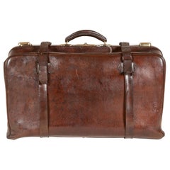 Antique 1920s Leather Concertina Gladstone Bag